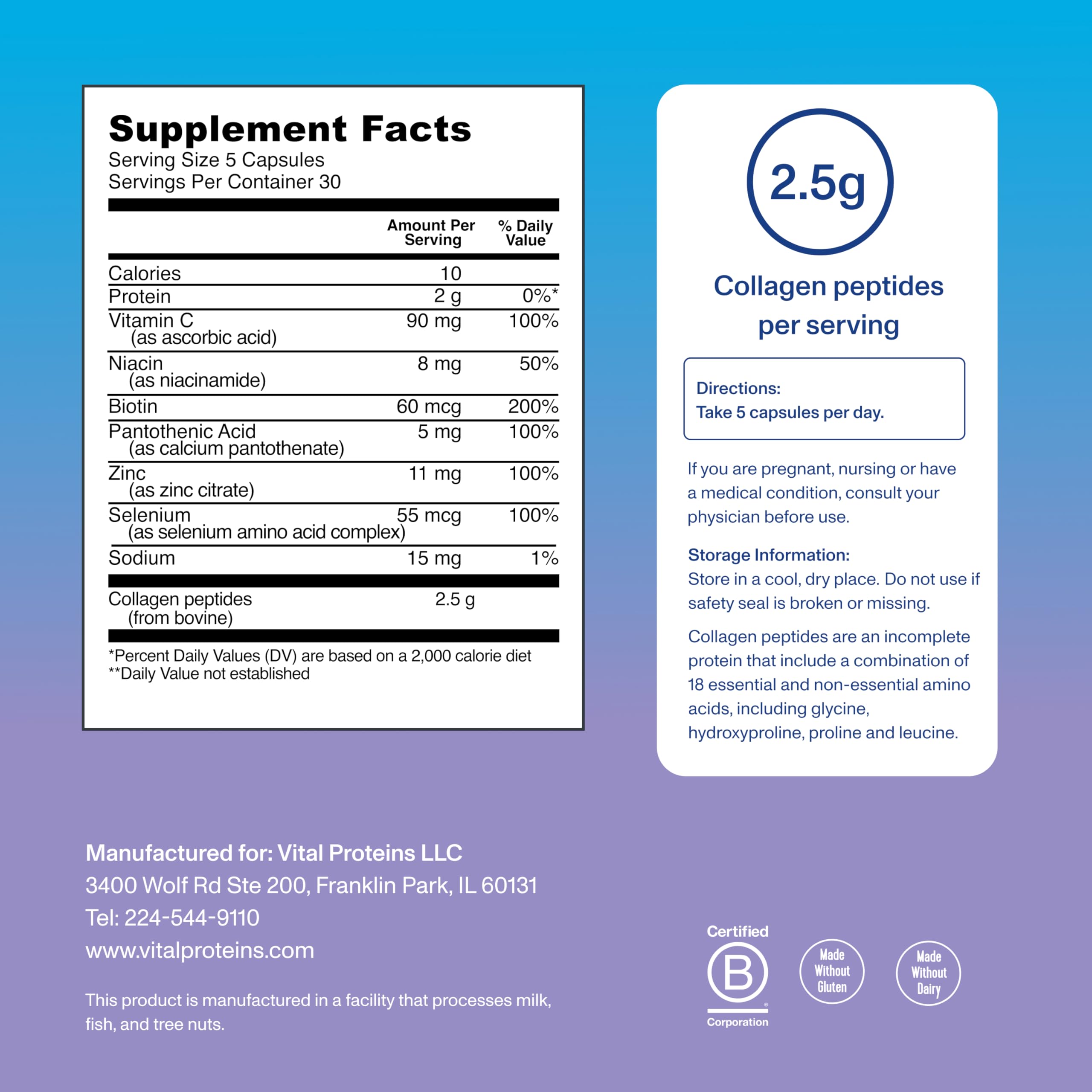 Biotin and Vitamin C enriched collagen capsules