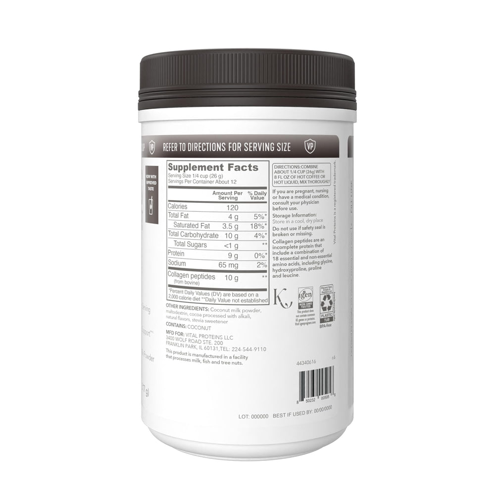 Nutrition facts for collagen peptides mocha creamer