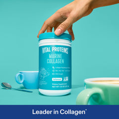 Back label of Vital Proteins Marine Collagen Peptides canister