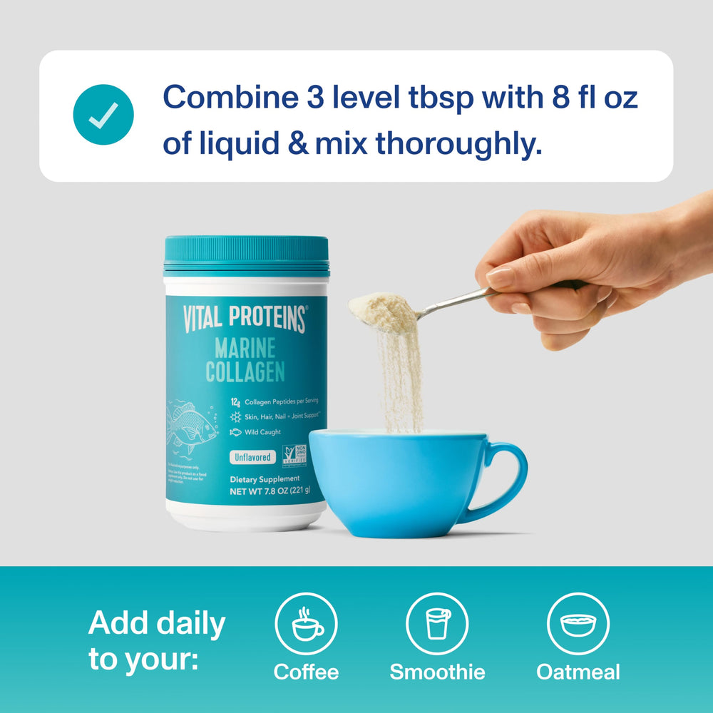 Collagen powder stirred into a smoothie