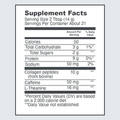Nutrition label and ingredients for Vital Proteins Matcha Collagen Peptides Original