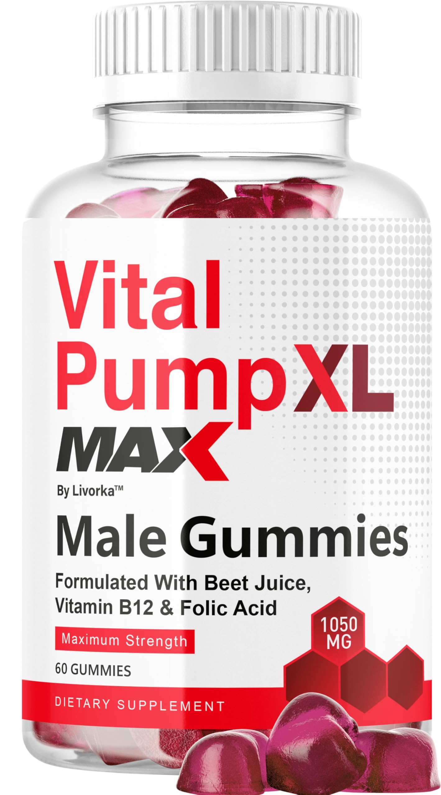 Front view of Vital Pump XL Max Gummies bottle