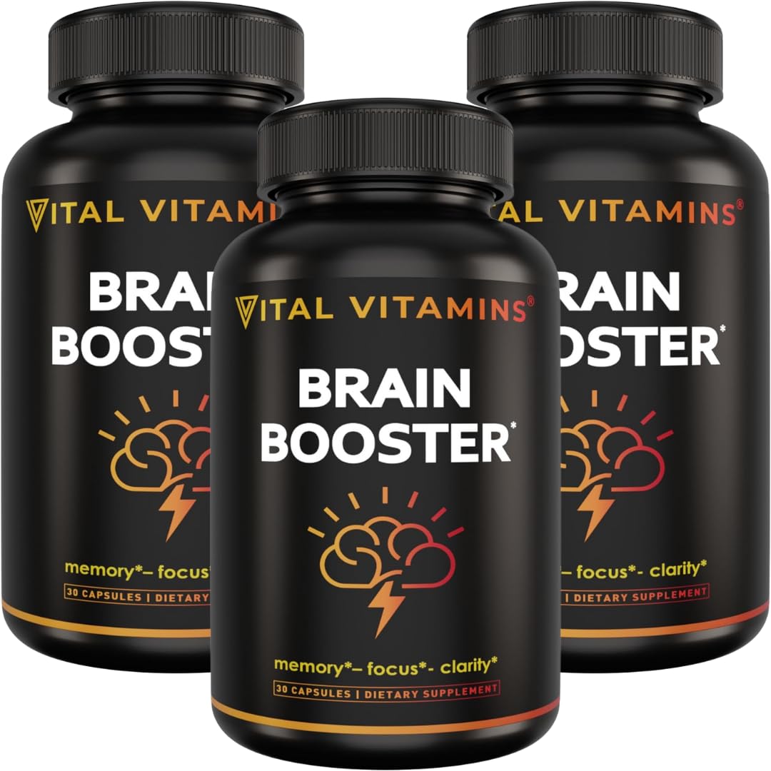 Vital Vitamins Brain Booster 3-pack bottle packaging