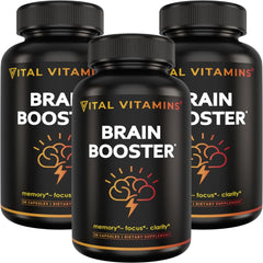 Vital Vitamins Brain Booster 3-pack bottle packaging