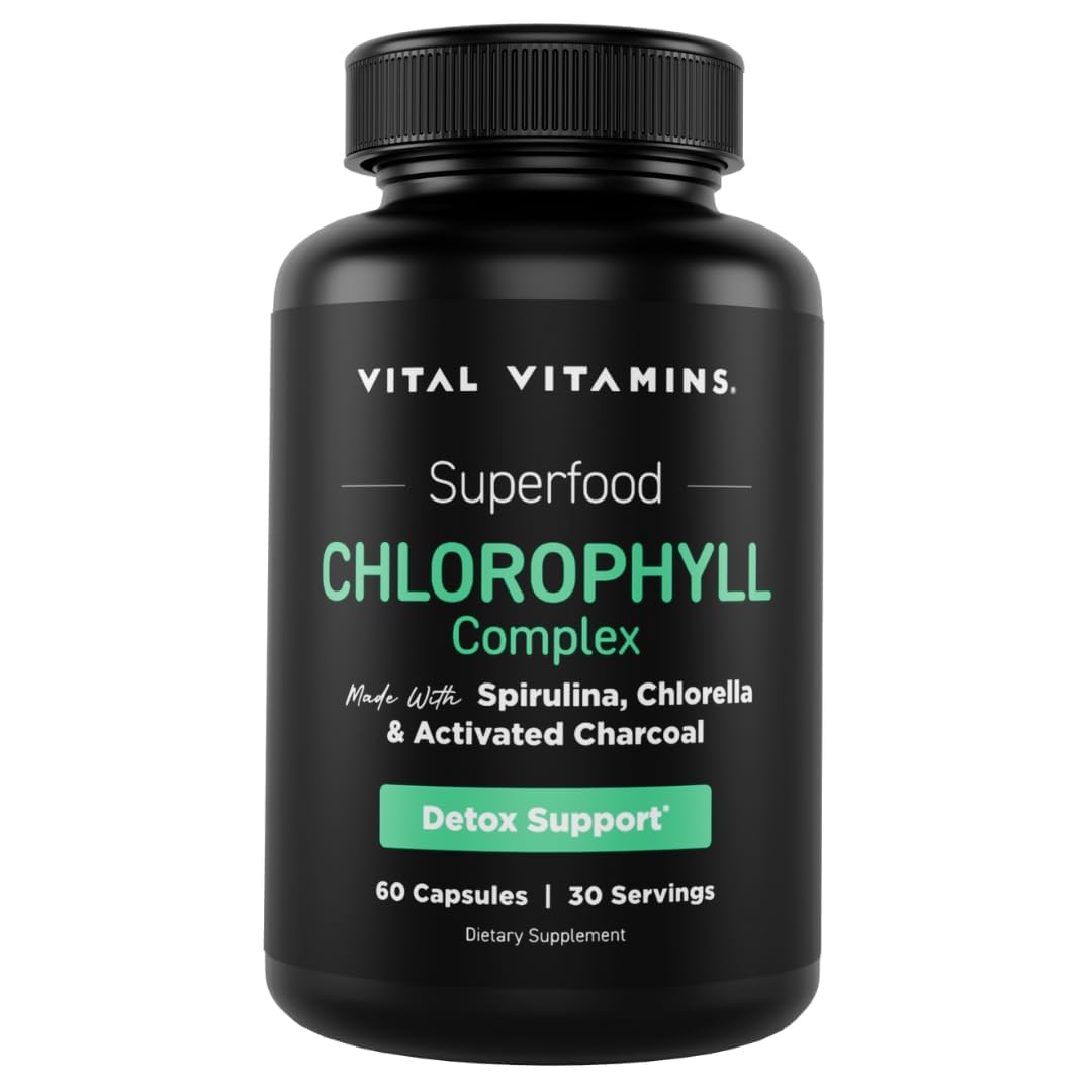 Vital Vitamins Chlorophyll Pills bottle on white background