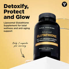 Close-up of Glutathione liposomal label highlighting vegan non-GMO formula