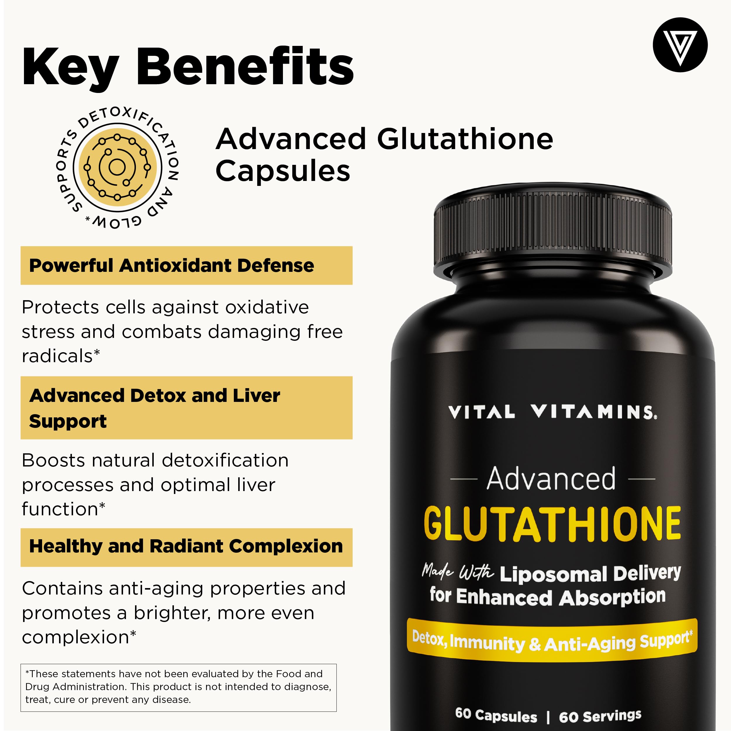 60-capsule bottle indicating a 60-day supply of Glutathione