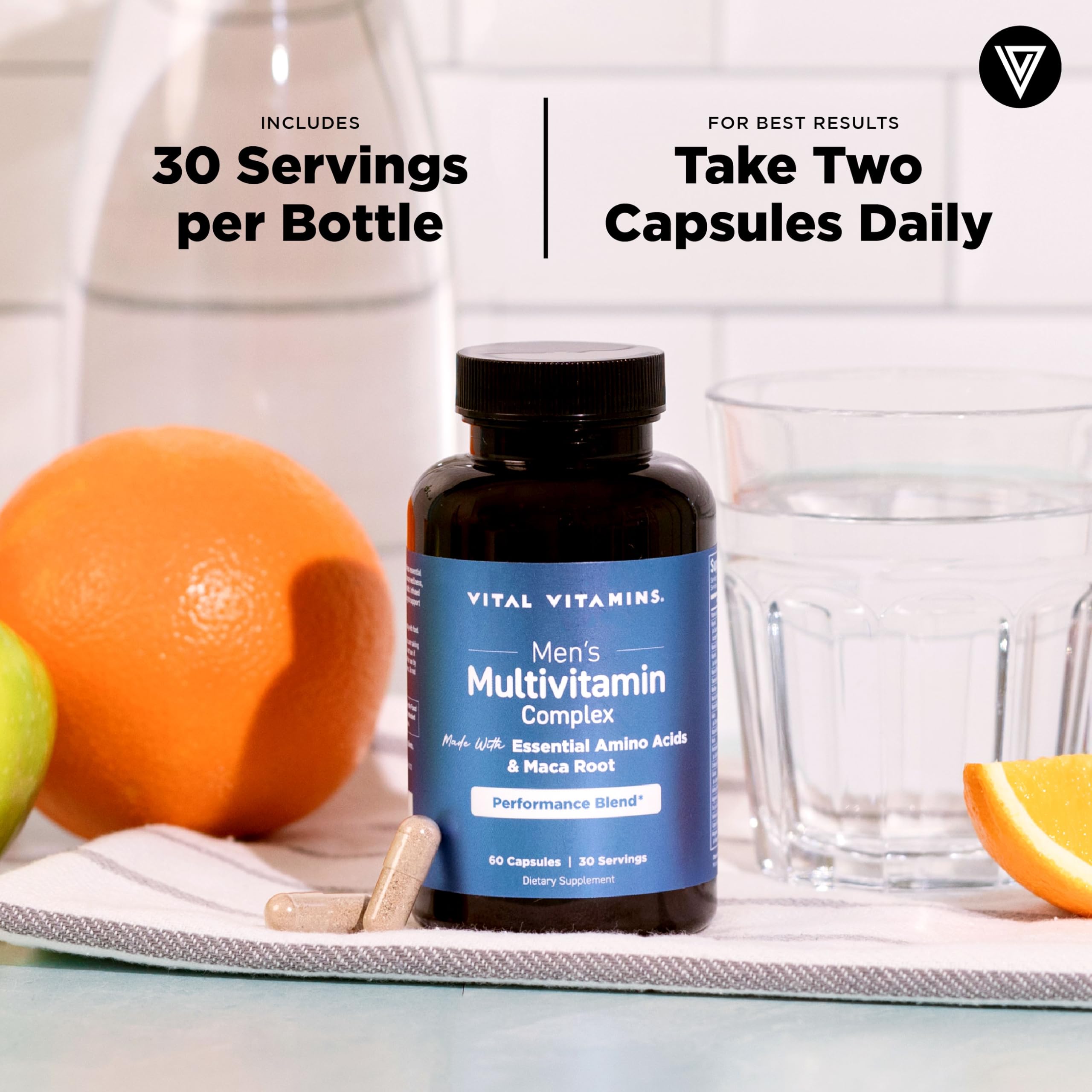 Active man taking multivitamin during workout