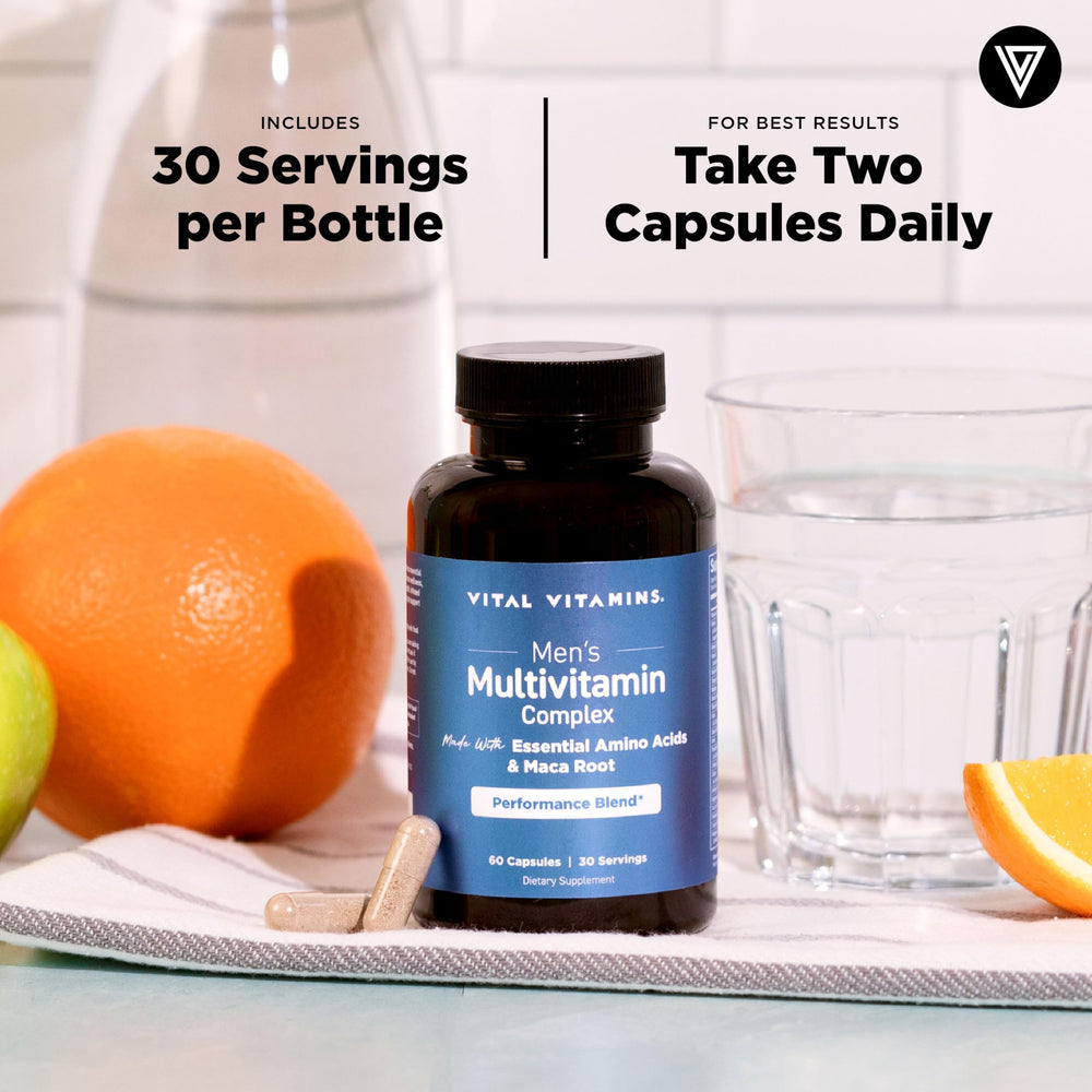 Active man taking multivitamin during workout