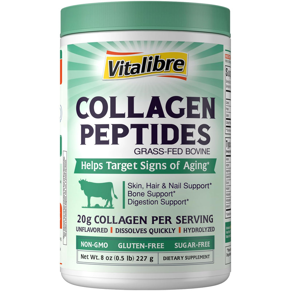 Vitalibre Bovine Collagen Peptides 8oz front view