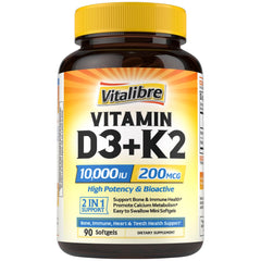 Vitalibre D3 K2 softgel bottle 90-count