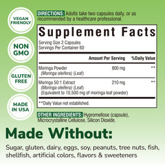 Close-up of moringa powder and 50:1 extract