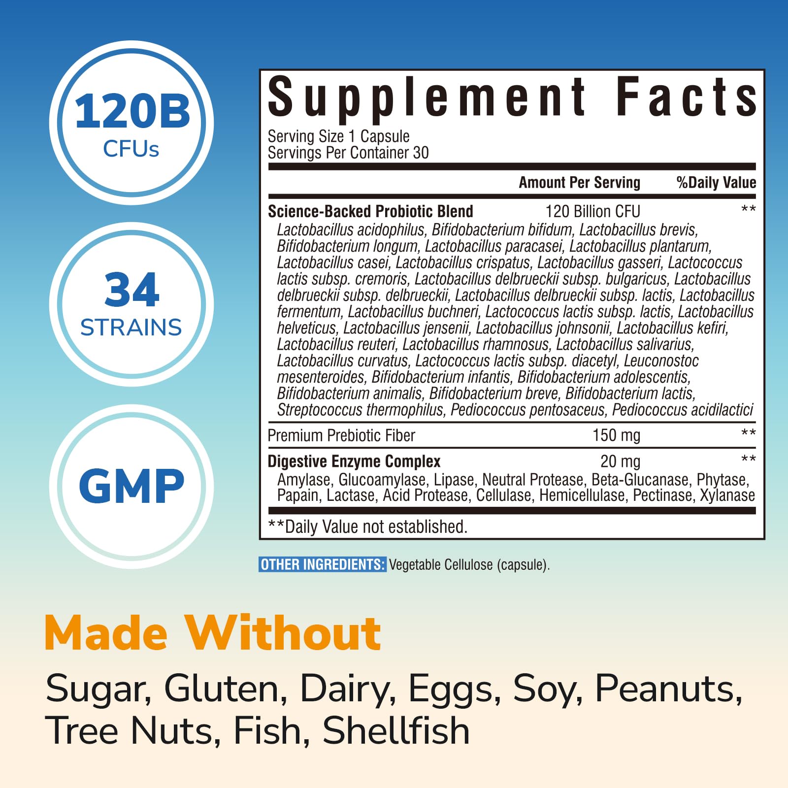 Front view of Vitalibre Probiotics bottle