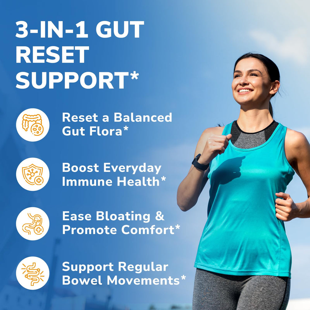 Graphic showing digestive enzymes and prebiotics with probiotic strains