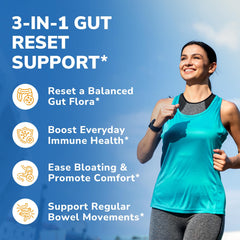 Graphic showing digestive enzymes and prebiotics with probiotic strains