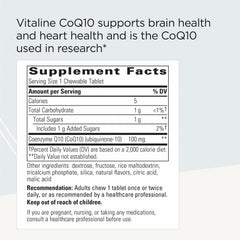 Close-up of a tropical fruit flavored CoQ10 chewable tablet