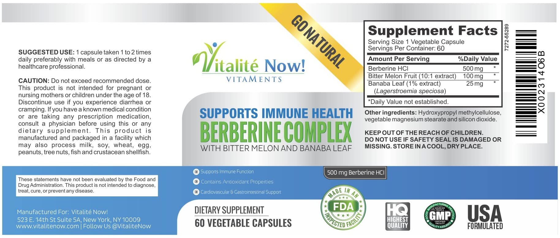 60 vegetarian capsules bottle front view