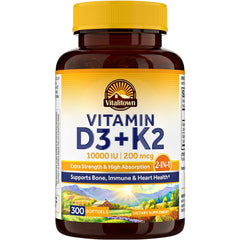 Vitalitown Vitamin D3 K2 softgels bottle label close-up