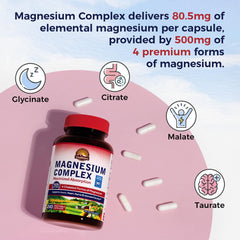 Supplement facts showing 500mg magnesium per capsule