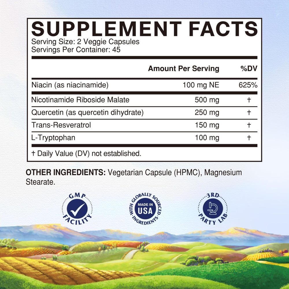 Vitalitown NAD product label showing 1000mg per serving