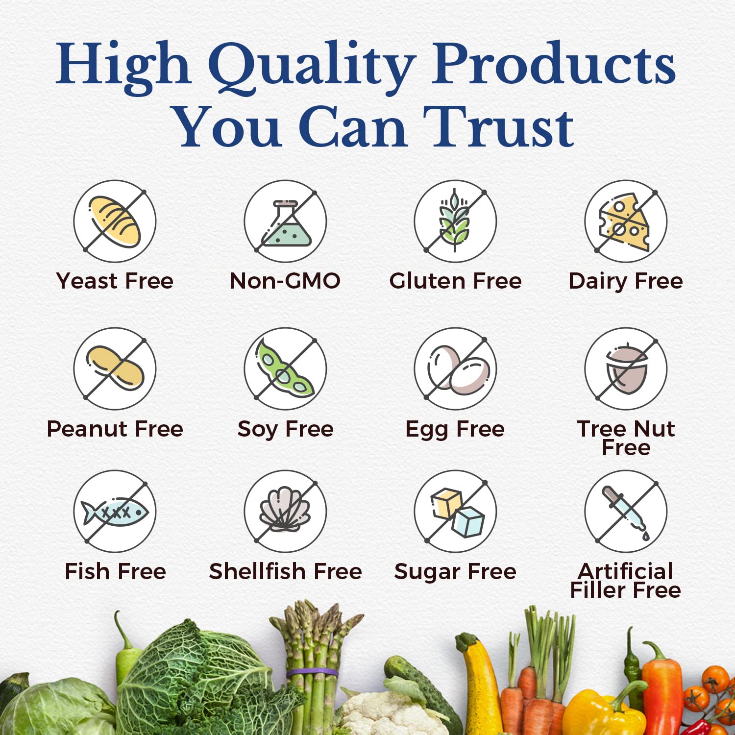 Ingredients and allergen-free labeling for Vitalitown Probiotics