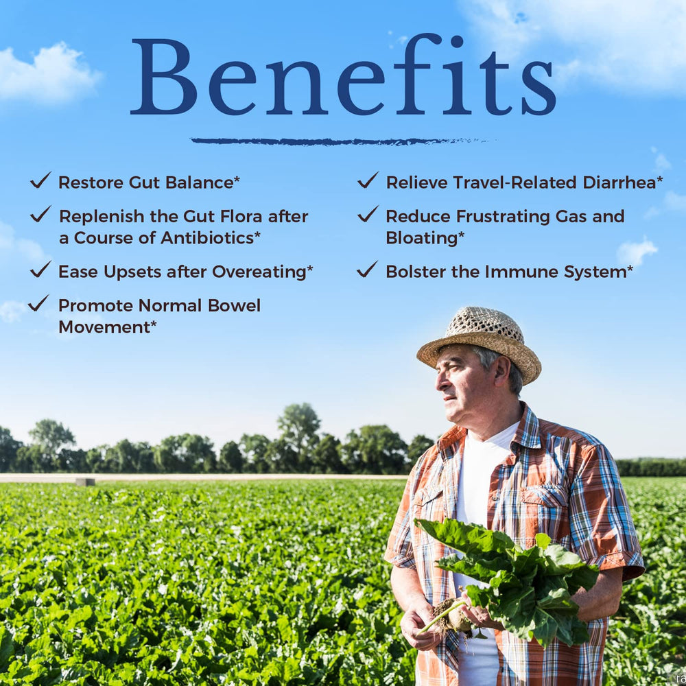 Shelf-stable Vitalitown Probiotics in moisture-tight bottle