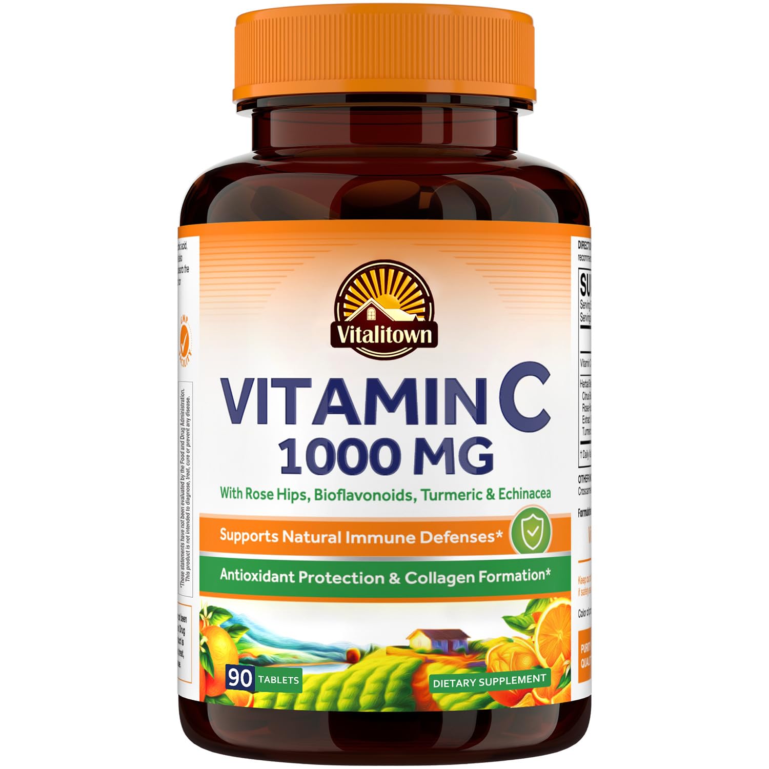 Vitalitown Vitamin C Complex bottle with Rose Hips and Bioflavonoids - 1000 mg