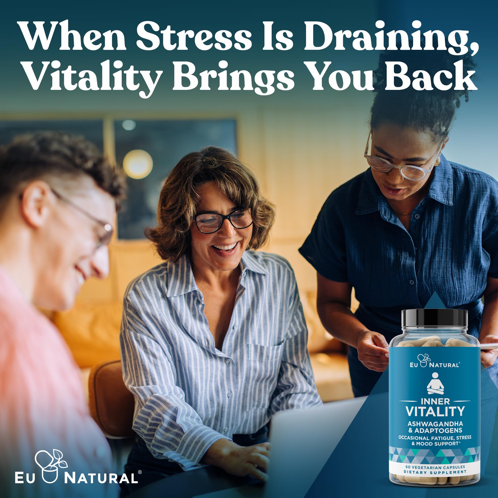 Packaging design emphasizing cortisol balance and energy