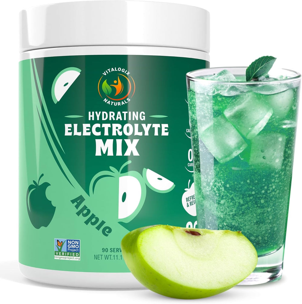 Vitalogix Naturals Electrolyte Powder Crisp Apple bag front promotes daily hydration