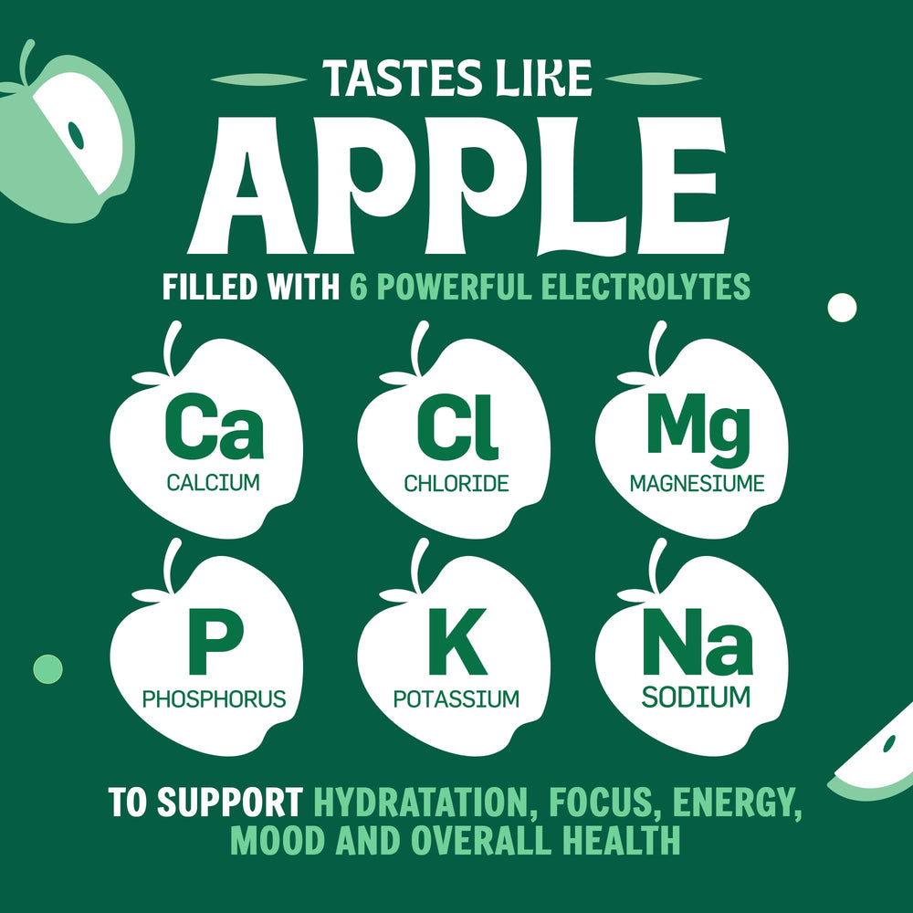 Vitalogix Naturals Crisp Apple electrolyte bottle close-up shows clean label for fasting-safe hydration