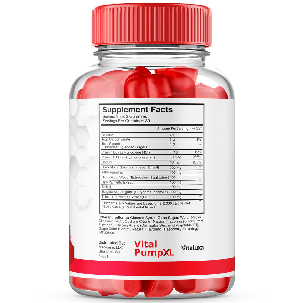 Vitaluxa Vital Pump XL gummies in use for easy daily dose