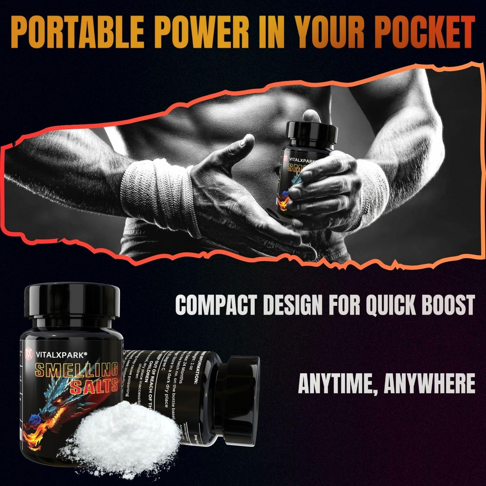 VitalXpark salts sealed jar cap demonstrates freshness preserved for training.