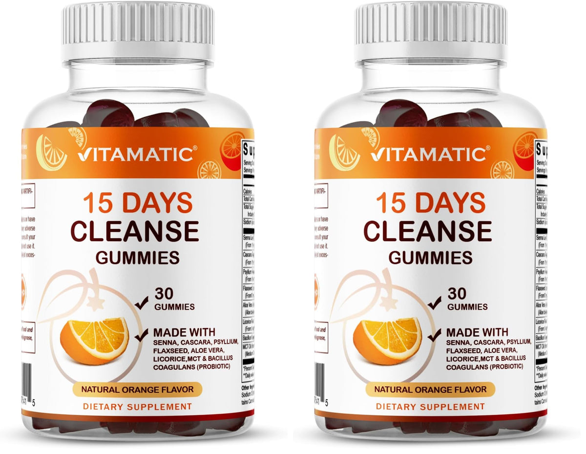 Vitamatic 15 Day Cleanse Gummies bottle for convenient gut-support routine.