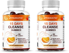 Vitamatic 15 Day Cleanse Gummies bottle for convenient gut-support routine.