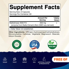 Vitamatic nattokinase 2-pack bottle back label