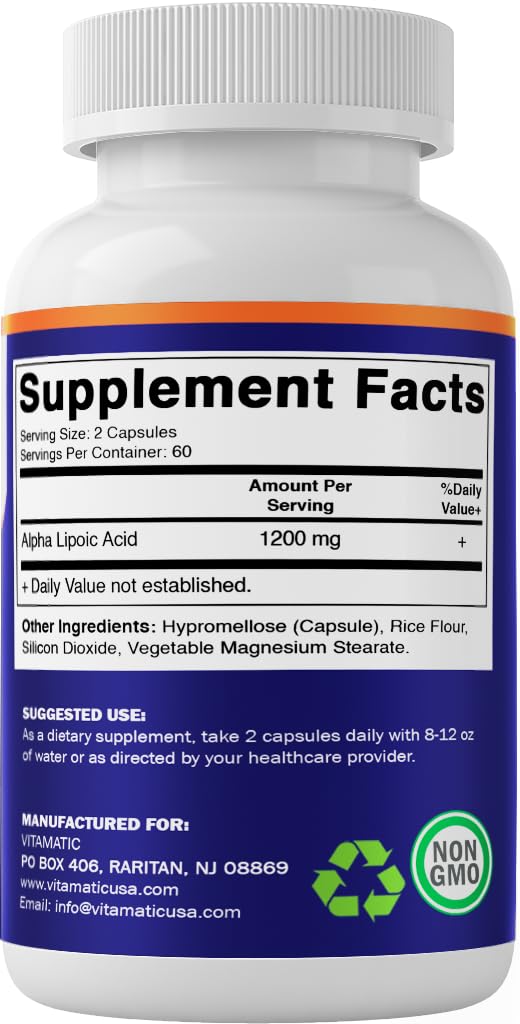 Vitamatic ALA 1200mg bottle on white background