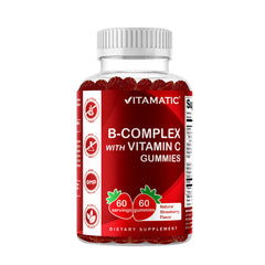 Vitamatic front packaging showing bottle and strawberry flavor benefit
