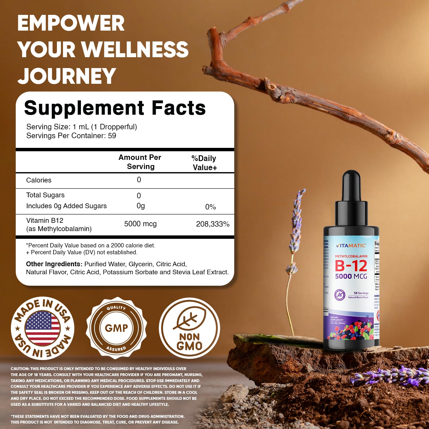 Dropper dispensing Vitamatic B12 Berry liquid