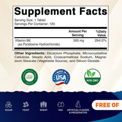 Close-up of Vitamatic B6 bottle label
