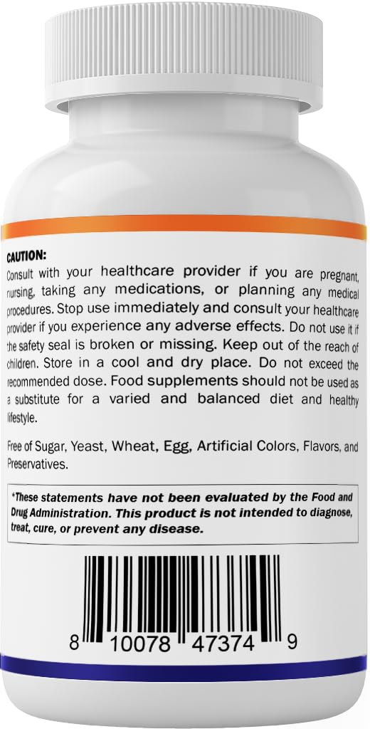 Nutrition facts label for Biotin 5000mcg