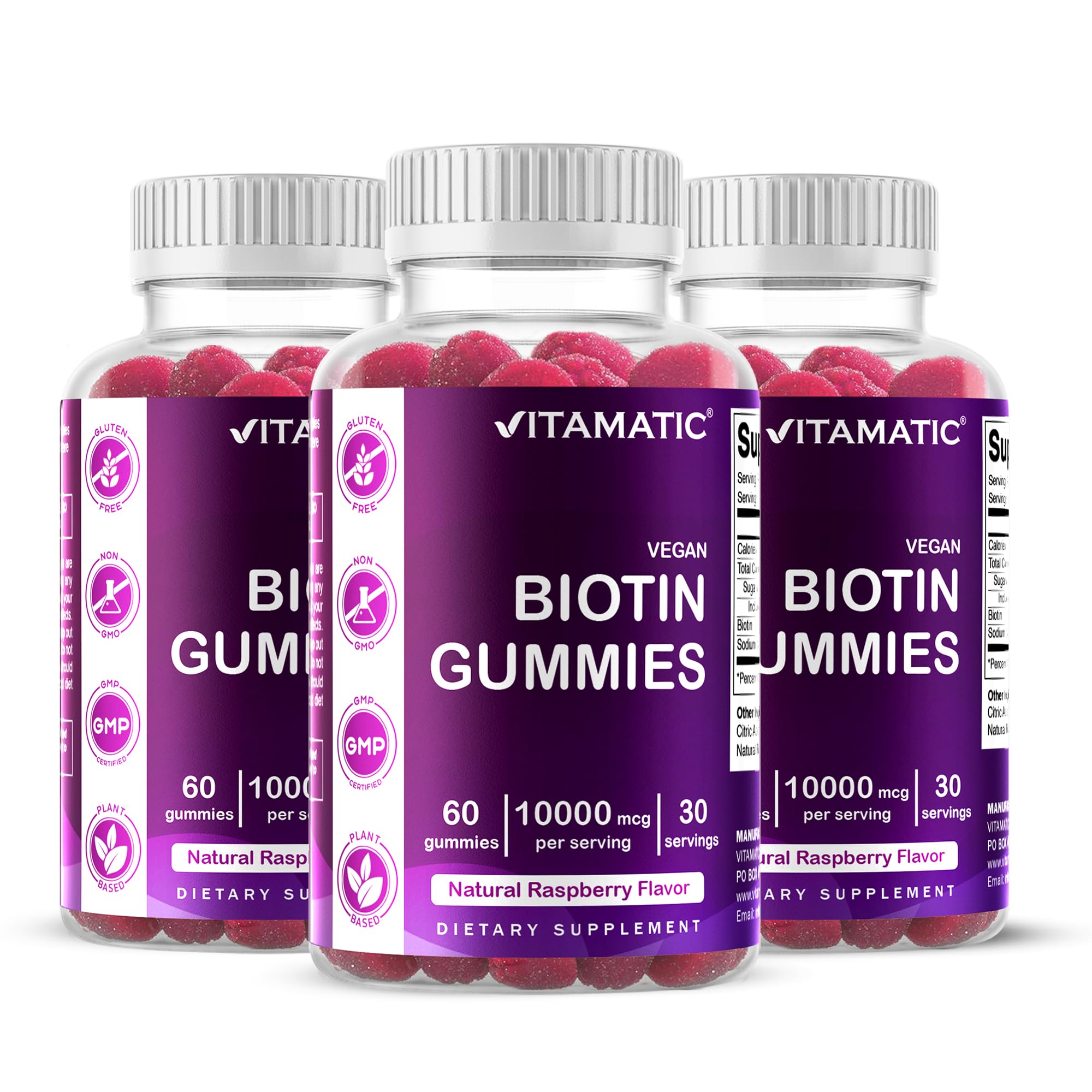Vitamatic Biotin Gummies bottle front view