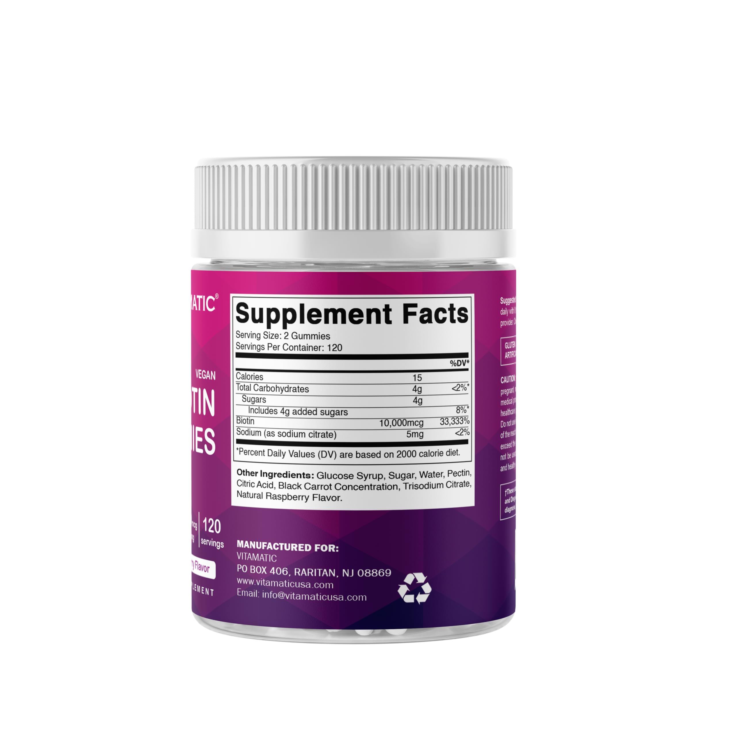 Biotin 10 mg per daily serving gummy form