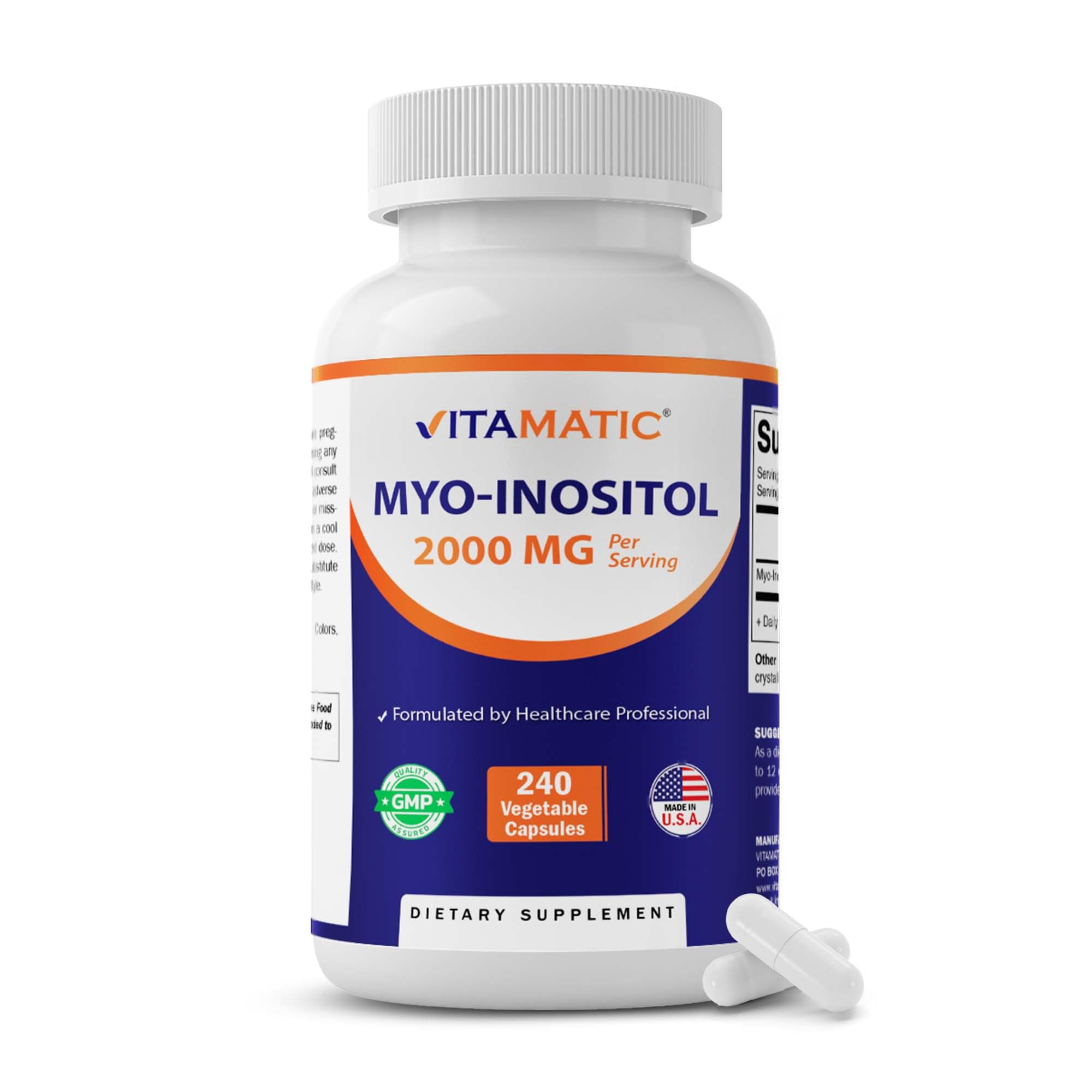 Vitamatic bottle front view showing packaging and 240 capsules benefit clarity