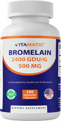 Bottle of Vitamatic Bromelain 500mg 180 capsules
