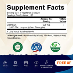 Close-up of Vitamatic Bromelain bottle label