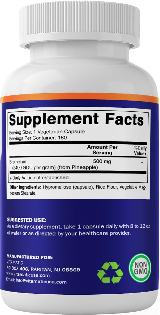 Bromelain supplement packaging and cap