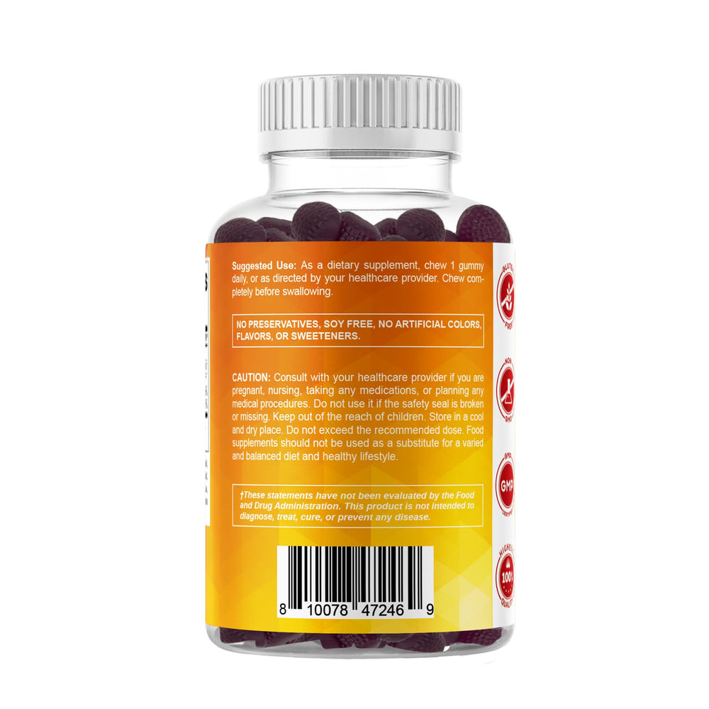 Serving suggestion with bottle and 120 gummies