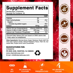 Vitamatic D3 + K2 Gummies bottle label close-up