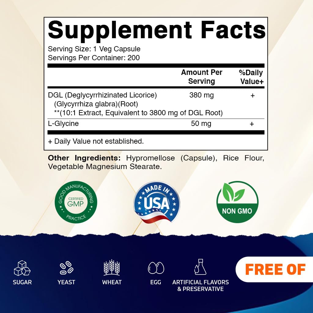 Close-up of Vitamatic DGL Licorice bottle label