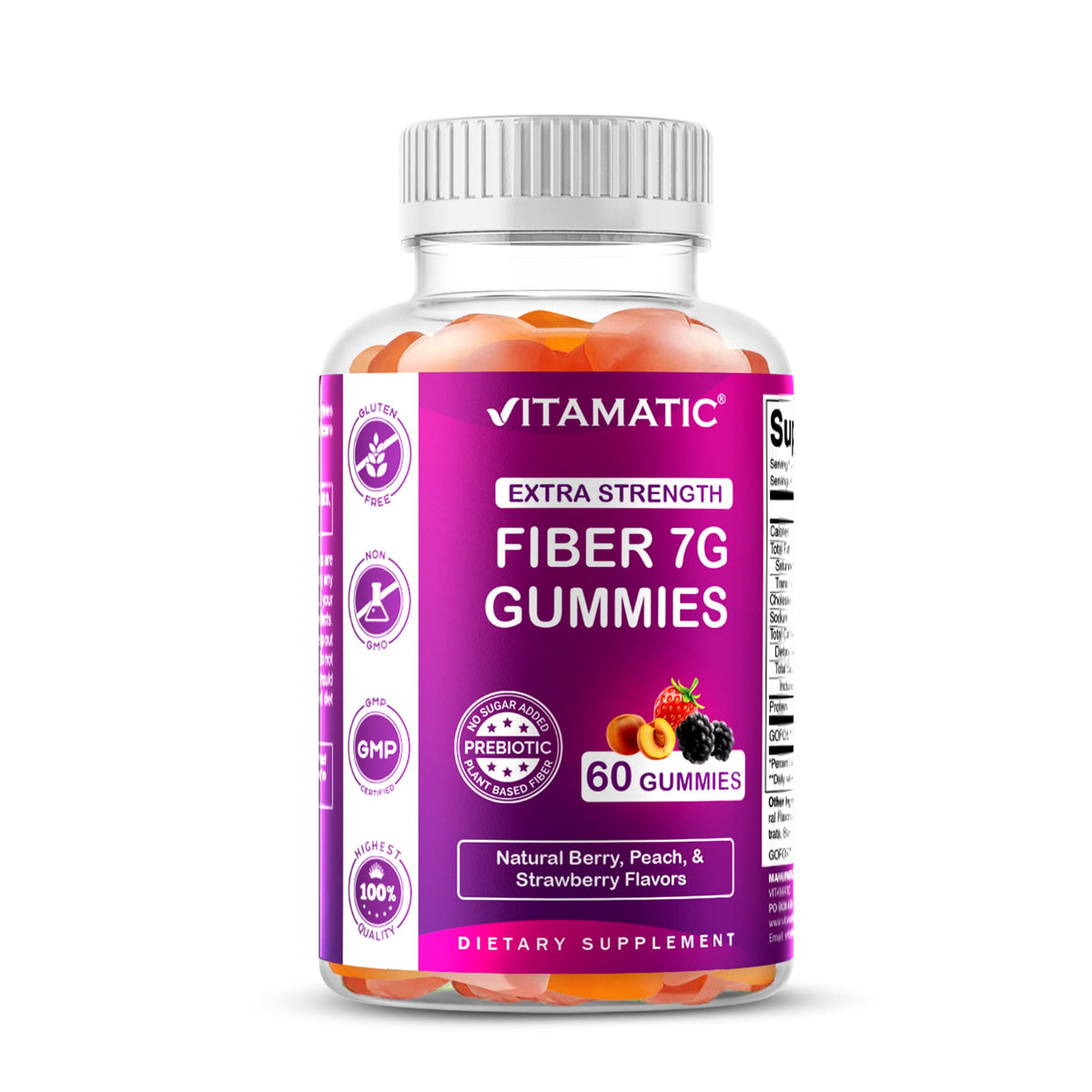 Vitamatic Prebiotic Fiber Gummies bottle – front view